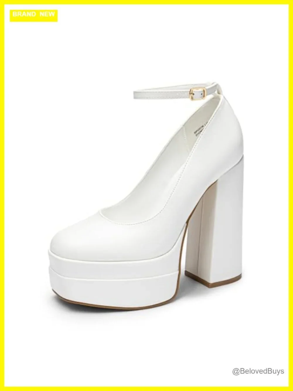 Y2K Chunky Block Heel Pumps with Ankle Strap Square Toe Platform Dress Shoes
